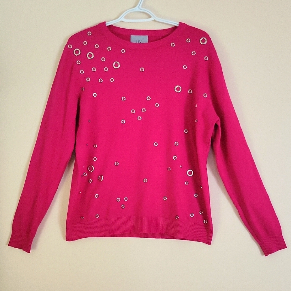 Liv Milano Pink Sweater with Silver Accents